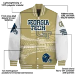 personalized georgia tech yellow jackets ferris arena gold white varsity jacket best selling.webp
