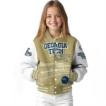 personalized georgia tech yellow jackets ferris arena gold white varsity jacket best selling.webp