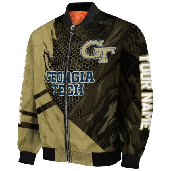 personalized georgia tech yellow jackets hexagon mesh gold black bomber jacket best selling