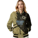personalized georgia tech yellow jackets hexagon mesh gold black varsity jacket best selling.webp