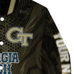 personalized georgia tech yellow jackets hexagon mesh gold black varsity jacket best selling.webp
