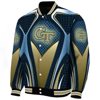 personalized georgia tech yellow jackets mesh chest blue black varsity jacket best selling.webp