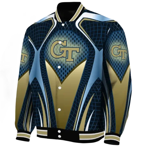personalized georgia tech yellow jackets mesh chest blue black varsity jacket best selling.webp