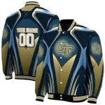personalized georgia tech yellow jackets mesh chest blue black varsity jacket best selling.webp