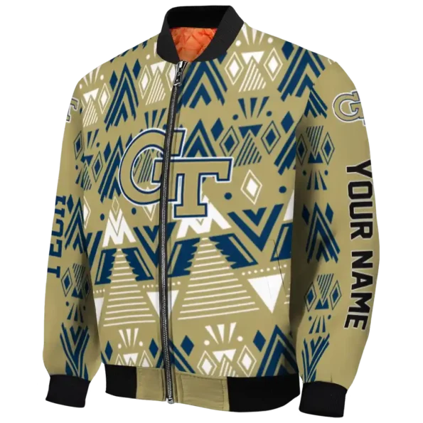 personalized georgia tech yellow jackets pyramid shapes gold bomber jacket best selling