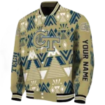 personalized georgia tech yellow jackets pyramid shapes gold varsity jacket best selling.webp