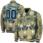 personalized georgia tech yellow jackets pyramid shapes gold varsity jacket best selling.webp