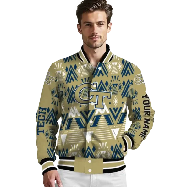 personalized georgia tech yellow jackets pyramid shapes gold varsity jacket high quality.webp