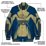 personalized georgia tech yellow jackets spider mark gold blue varsity jacket best selling.webp