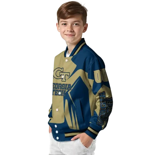 personalized georgia tech yellow jackets spider mark gold blue varsity jacket trendy.webp