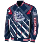 personalized gonzaga bulldogs chevron angles blue varsity jacket best selling.webp