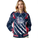 personalized gonzaga bulldogs chevron angles blue varsity jacket best selling.webp