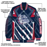 personalized gonzaga bulldogs chevron angles blue varsity jacket best selling.webp