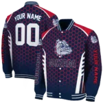 personalized gonzaga bulldogs hexagon grid blue varsity jacket best selling.webp