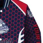 personalized gonzaga bulldogs hexagon grid blue varsity jacket best selling.webp