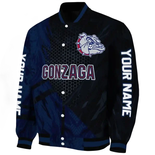 personalized gonzaga bulldogs hexagon mesh blue black varsity jacket best selling