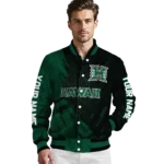 personalized-hawaii-rainbow-warriors-hexagon-mesh-green-black-varsity-jacket-best-selling.webp