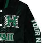 personalized-hawaii-rainbow-warriors-hexagon-mesh-green-black-varsity-jacket-best-selling.webp