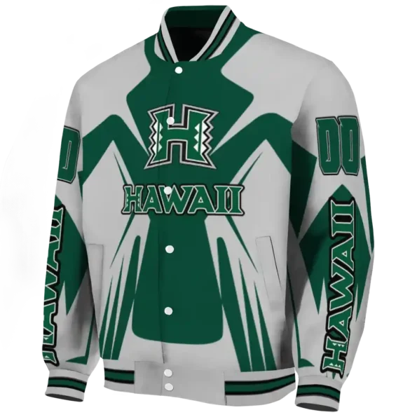 personalized hawaii rainbow warriors spider mark green silver varsity jacket best selling