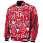 personalized houston cougars pyramid shapes red varsity jacket best selling.webp