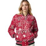 personalized houston cougars pyramid shapes red varsity jacket best selling.webp