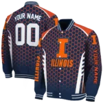personalized illinois fighting illini hexagon grid blue varsity jacket best selling.webp