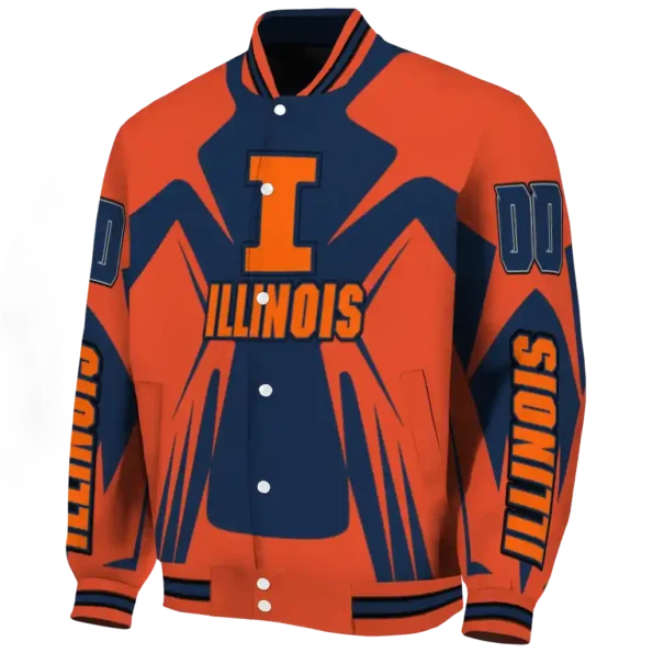 personalized illinois fighting illini spider mark blue orange varsity jacket best selling