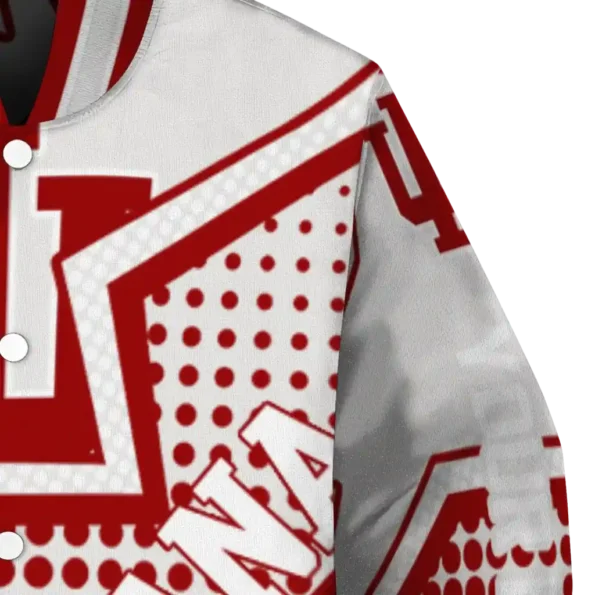 personalized indiana hoosiers star burst red varsity jacket premium grade.webp