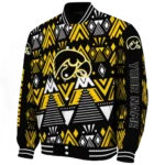 personalized iowa hawkeyes pyramid shapes black varsity jacket best selling.webp