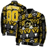 personalized iowa hawkeyes pyramid shapes black varsity jacket best selling.webp