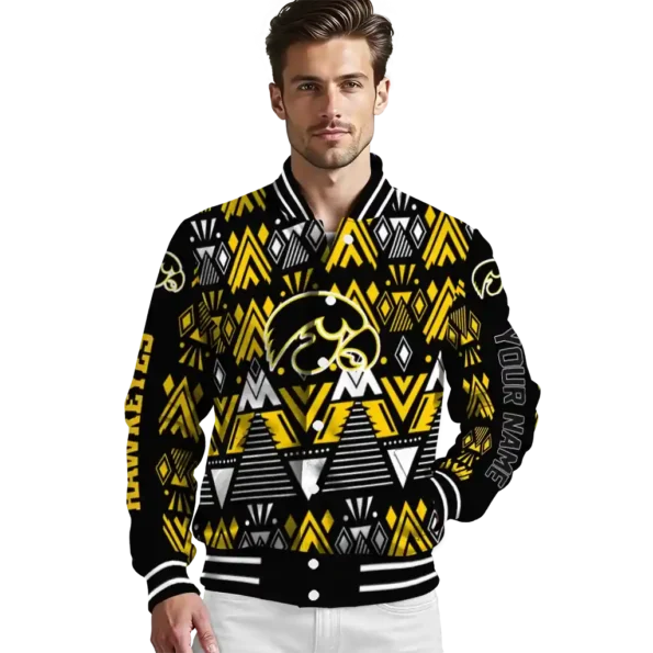 personalized iowa hawkeyes pyramid shapes black varsity jacket high quality.webp