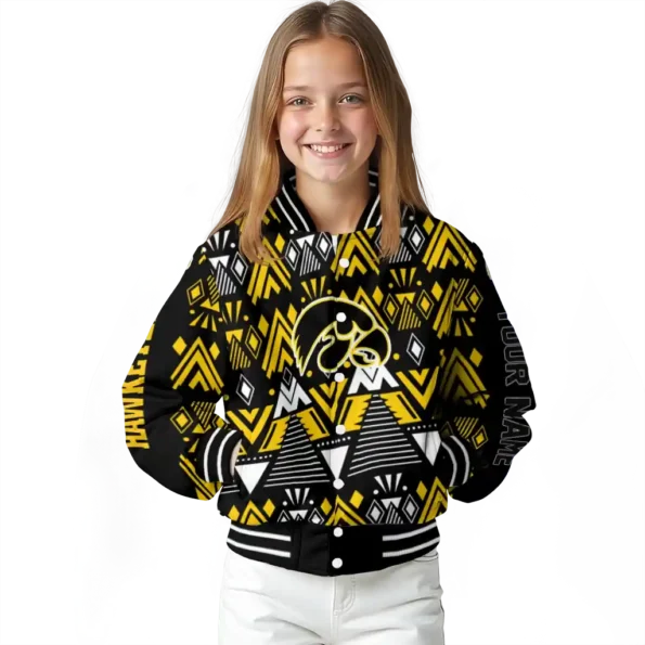 personalized iowa hawkeyes pyramid shapes black varsity jacket top rated.webp