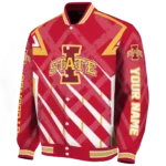 personalized iowa state cyclones chevron angles red varsity jacket best selling.webp