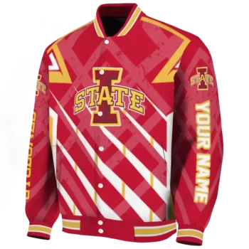 personalized iowa state cyclones chevron angles red varsity jacket best selling.webp