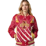 personalized iowa state cyclones chevron angles red varsity jacket best selling.webp