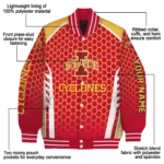 personalized iowa state cyclones hexagon grid red varsity jacket best selling.webp