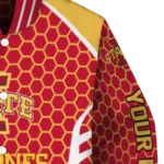 personalized iowa state cyclones hexagon grid red varsity jacket best selling.webp