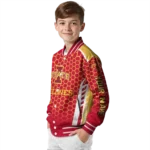 personalized iowa state cyclones hexagon grid red varsity jacket best selling.webp