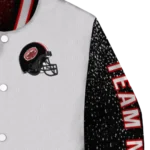 personalized-jacksonville-state-gamecocks-speckled-arms-red-gray-varsity-jacket-best-selling.webp