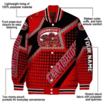 personalized jacksonville state gamecocks star burst red varsity jacket best selling.webp