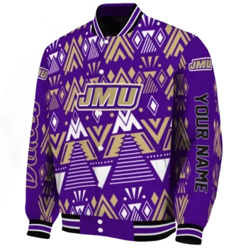 personalized james madison dukes pyramid shapes purple varsity jacket best selling.webp