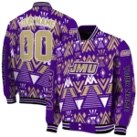 personalized james madison dukes pyramid shapes purple varsity jacket best selling.webp