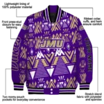 personalized james madison dukes pyramid shapes purple varsity jacket best selling.webp