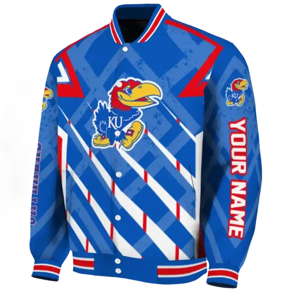 personalized kansas jayhawks chevron angles blue varsity jacket best selling.webp