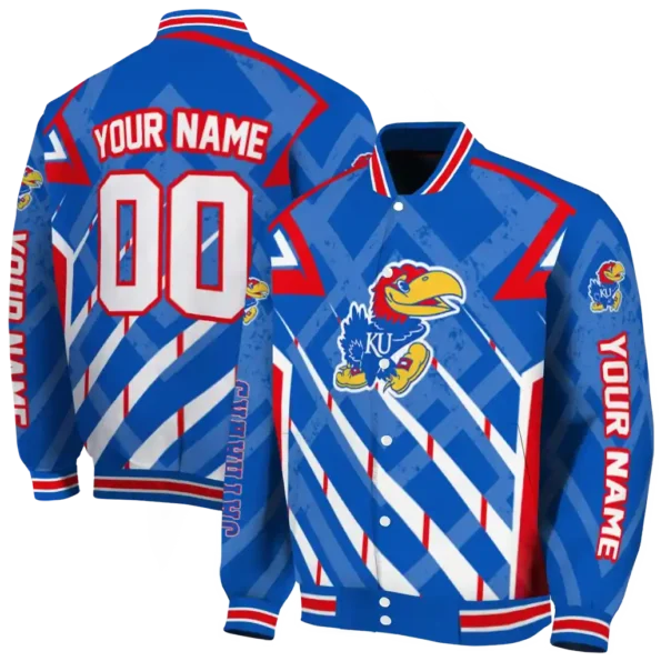 personalized kansas jayhawks chevron angles blue varsity jacket fashion forward.webp