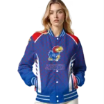 personalized kansas jayhawks hexagon grid blue varsity jacket best selling.webp