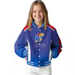 personalized kansas jayhawks hexagon grid blue varsity jacket best selling.webp