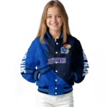 personalized-kansas-jayhawks-hexagon-mesh-blue-black-varsity-jacket-best-selling.webp