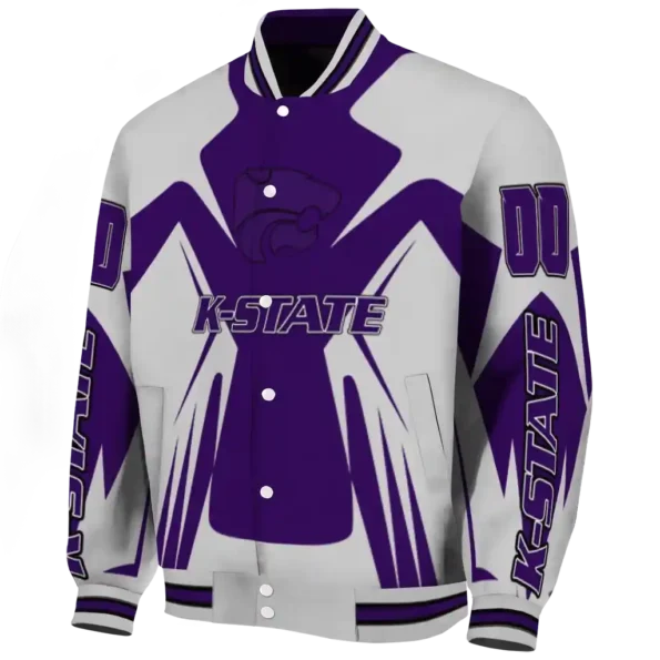 personalized kansas state wildcats spider mark purple grey varsity jacket best selling