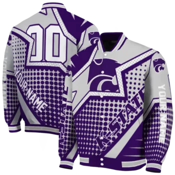 personalized kansas state wildcats star burst purple varsity jacket fashion forward.webp